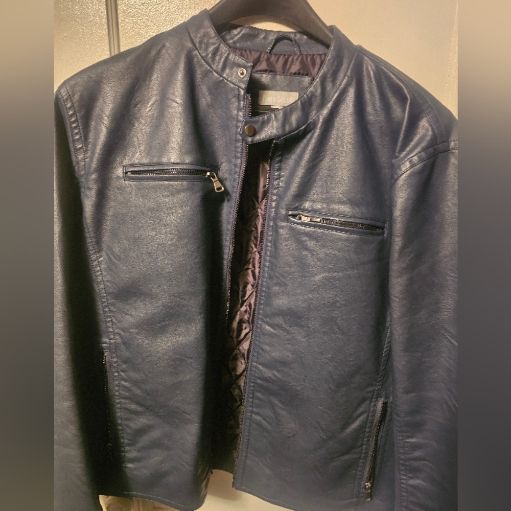 Stylish Navy Leather Jacket for Men